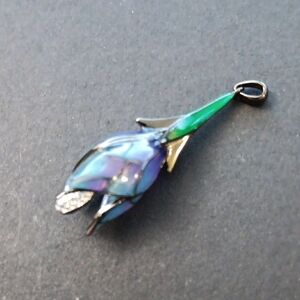 Santuzza 925 Sterling Silver Enamel/Stained Glass Tulip Pendant